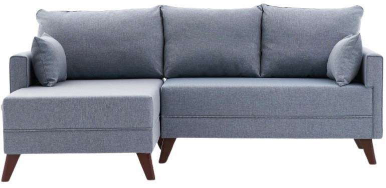 BOBOCHIC Canapé d'angle convertible FUJI tissu bouclette Bleu foncé