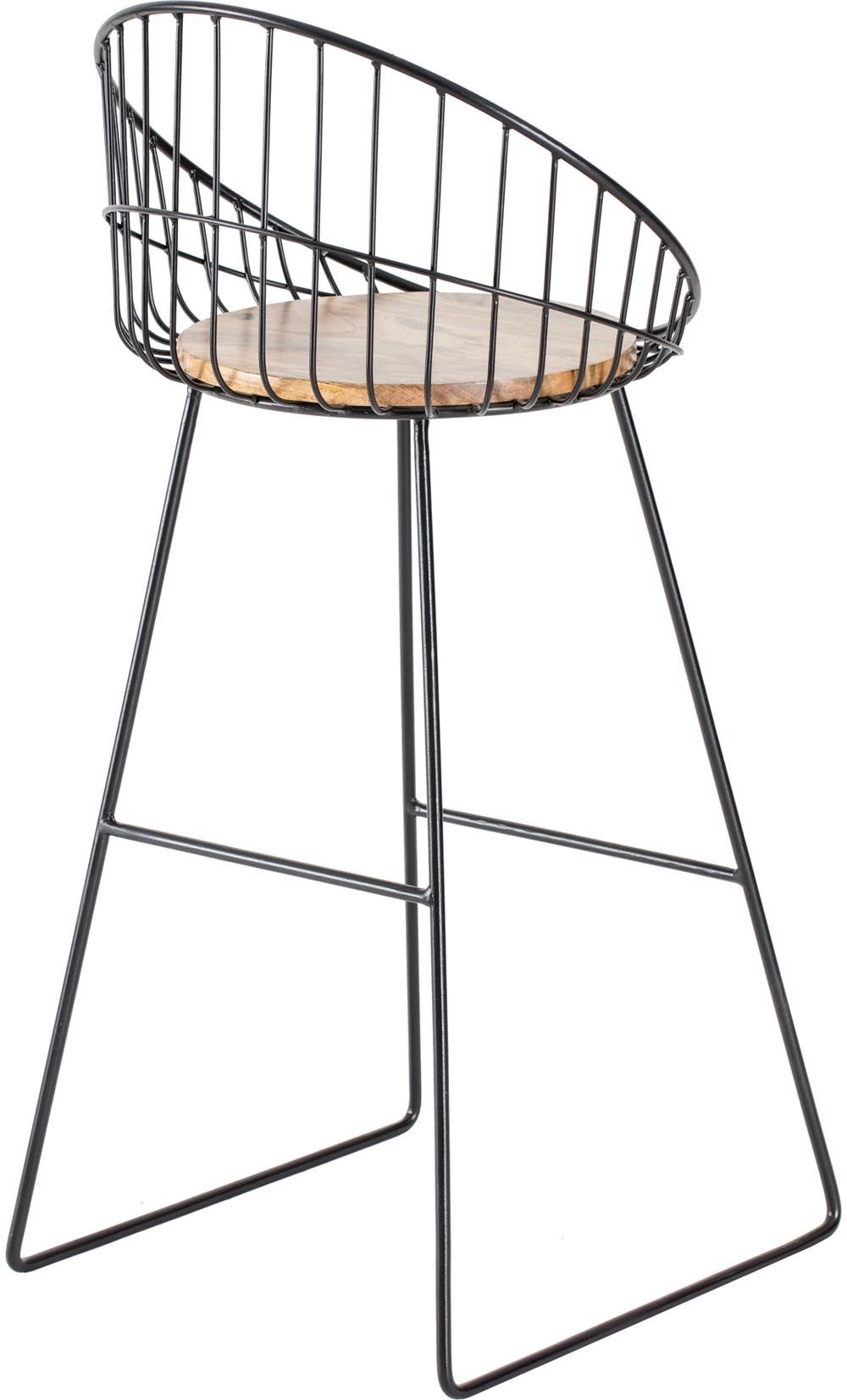 Chaise de bar bois de manguier et métal astrid (noir)