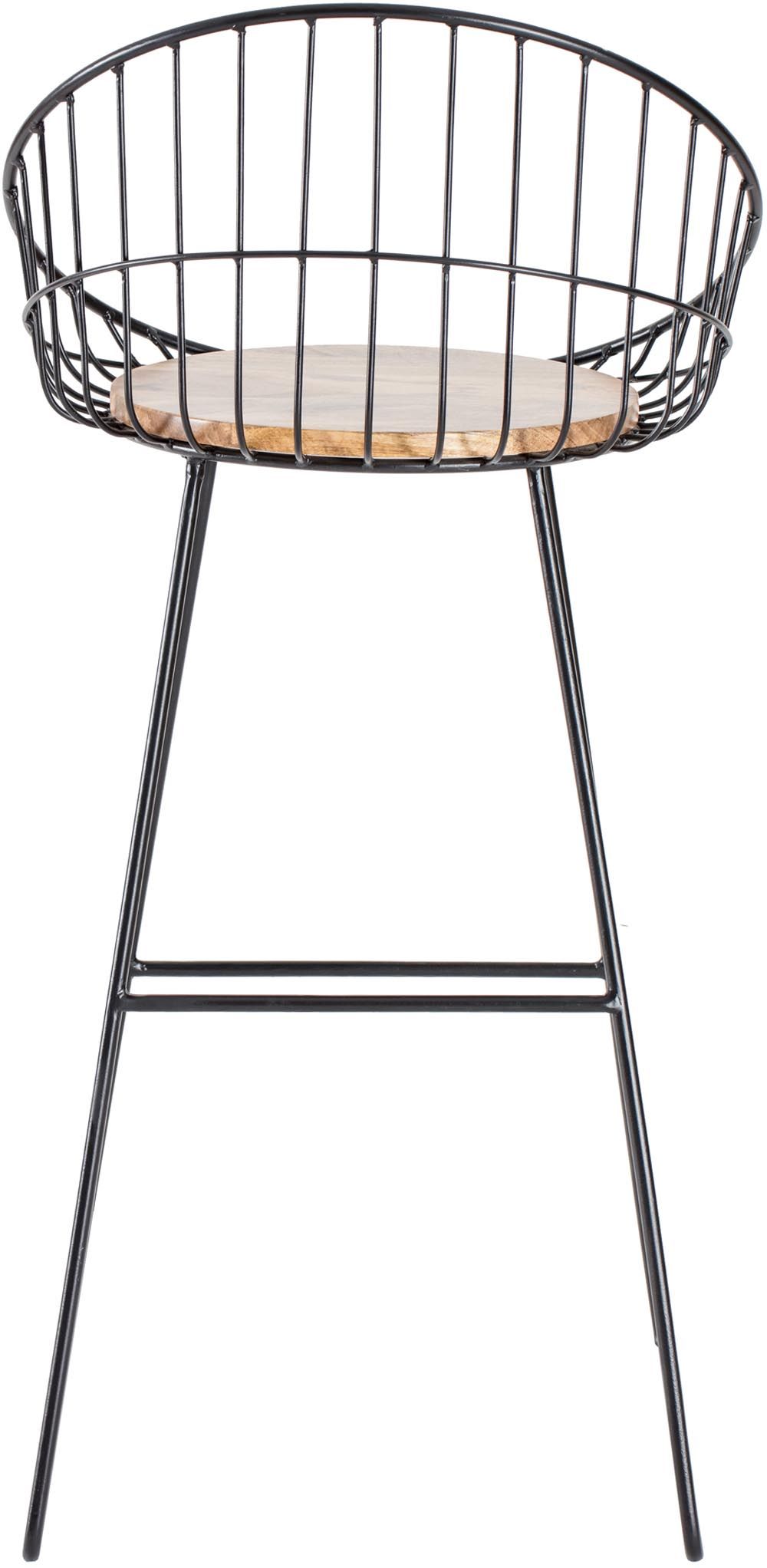 Chaise de bar bois de manguier et métal astrid (noir)