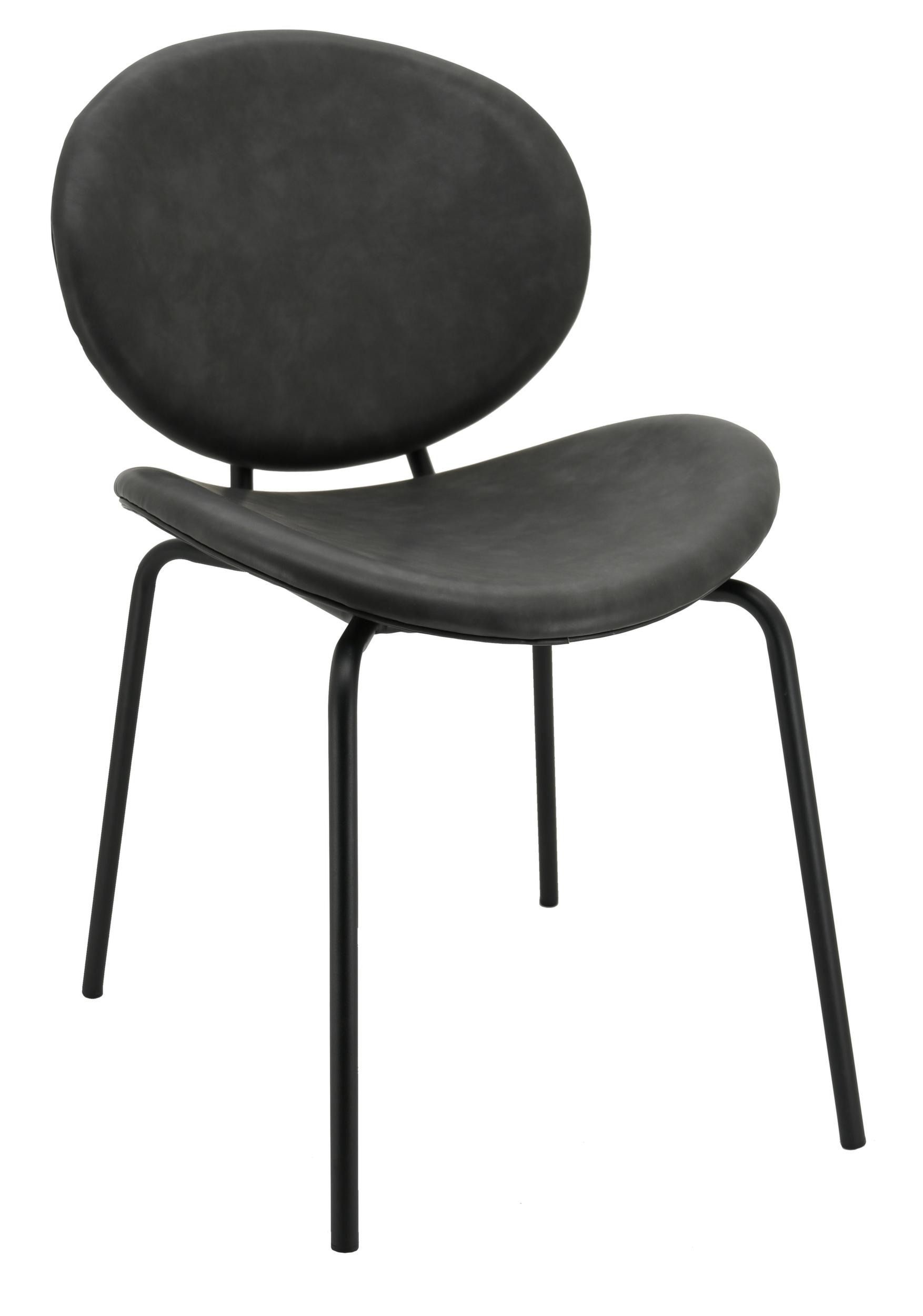Chaise en simili cuir gris et métal  AUBRY GASPARD  Jardindeco