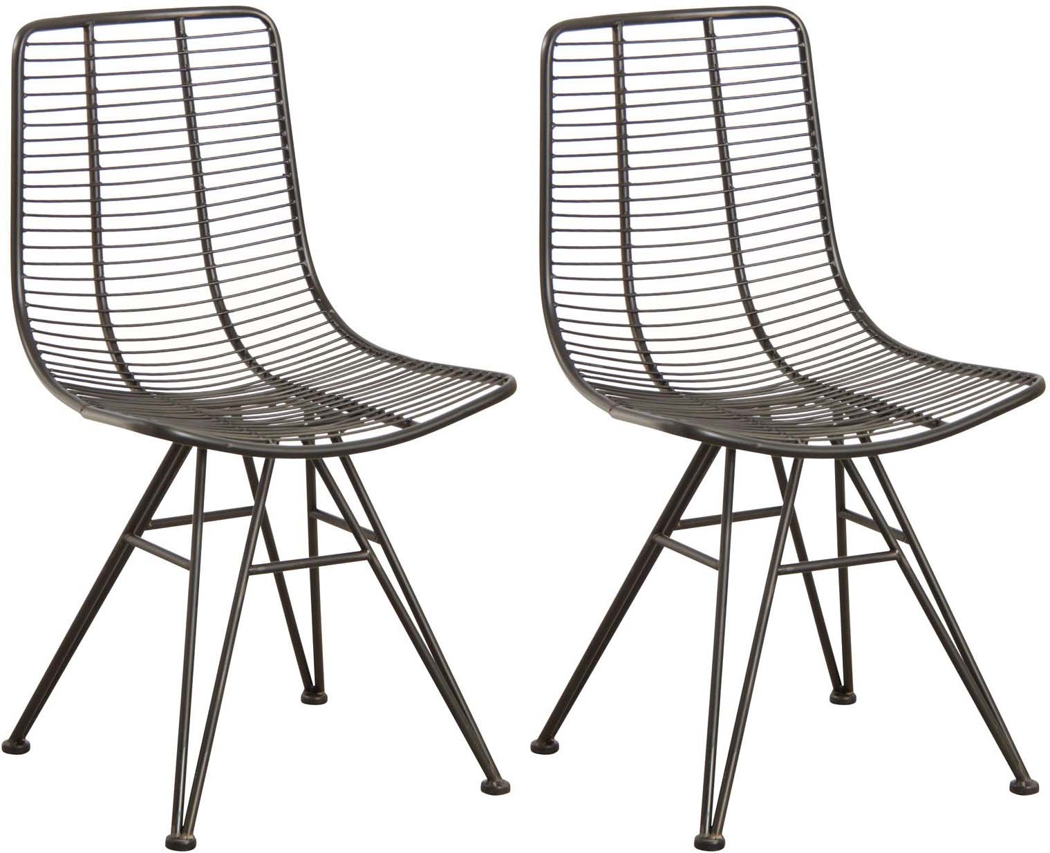 Chaise en métal noir antique (lot de 2)