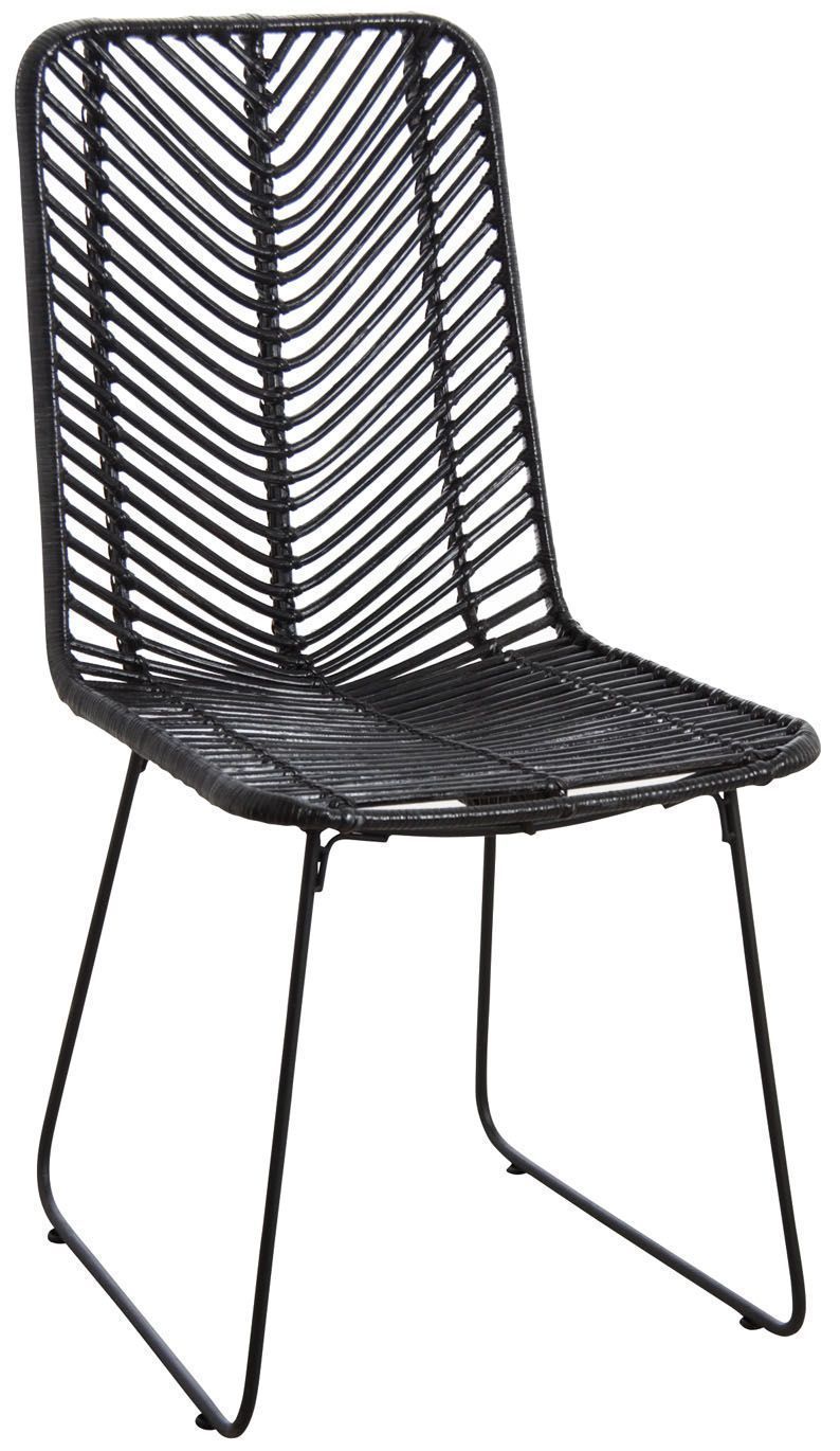 Chaise en rotin noir et métal (Noir)