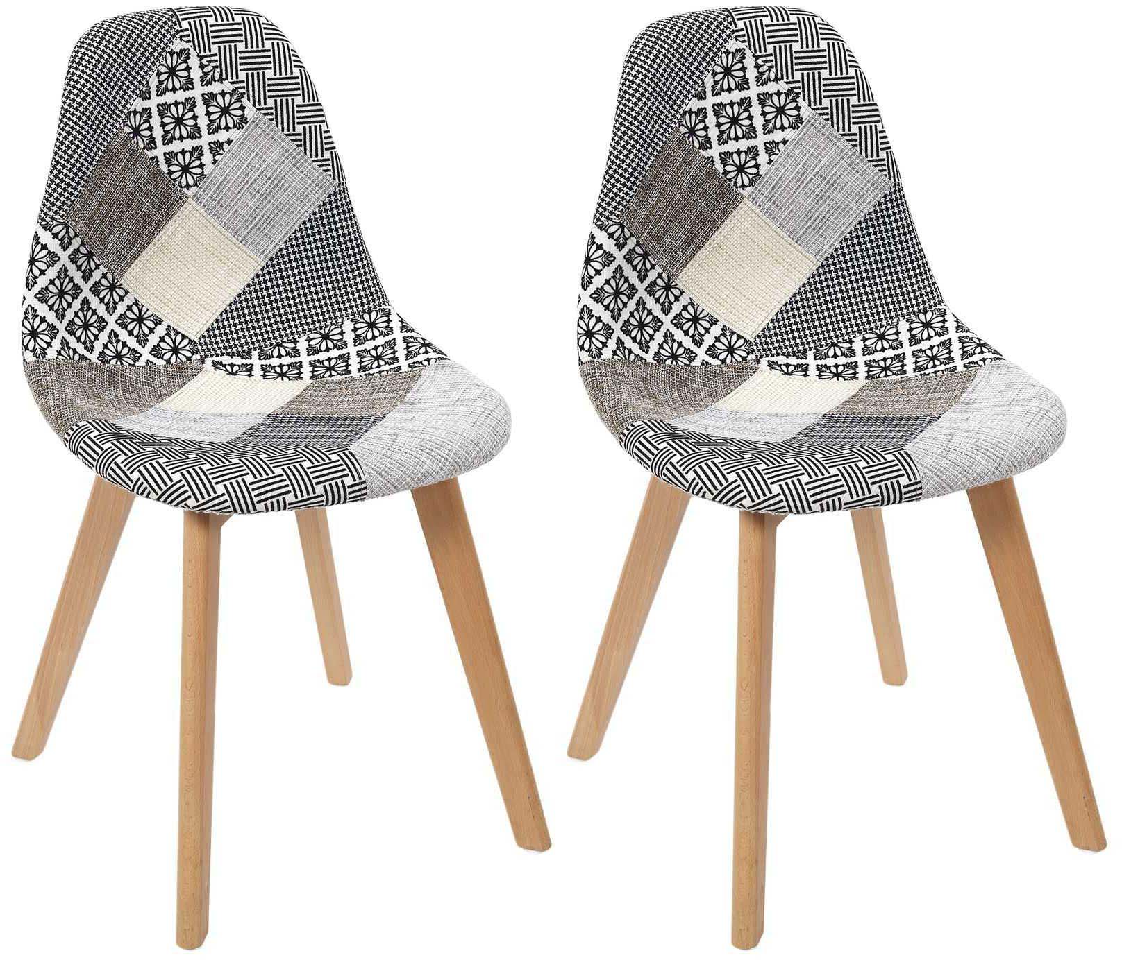 Chaise scandinave patchwork (lot de 2) (blanc)