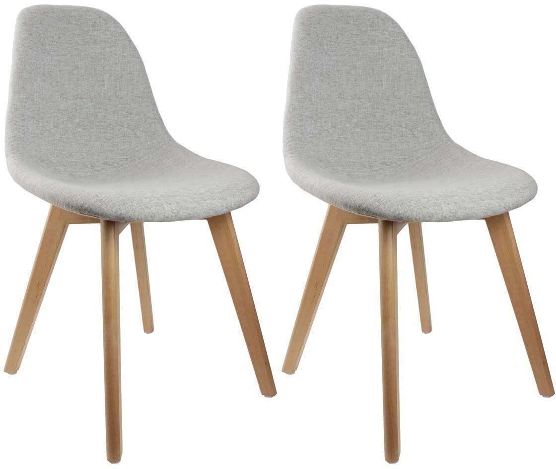 Chaise scandinave en tissu et pieds en bois (lot de 2) (gris)