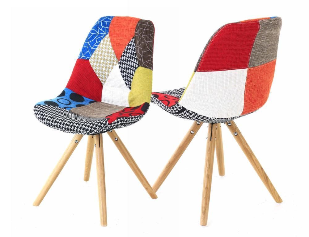 Chaise en tissu patchwork (lot de 2)