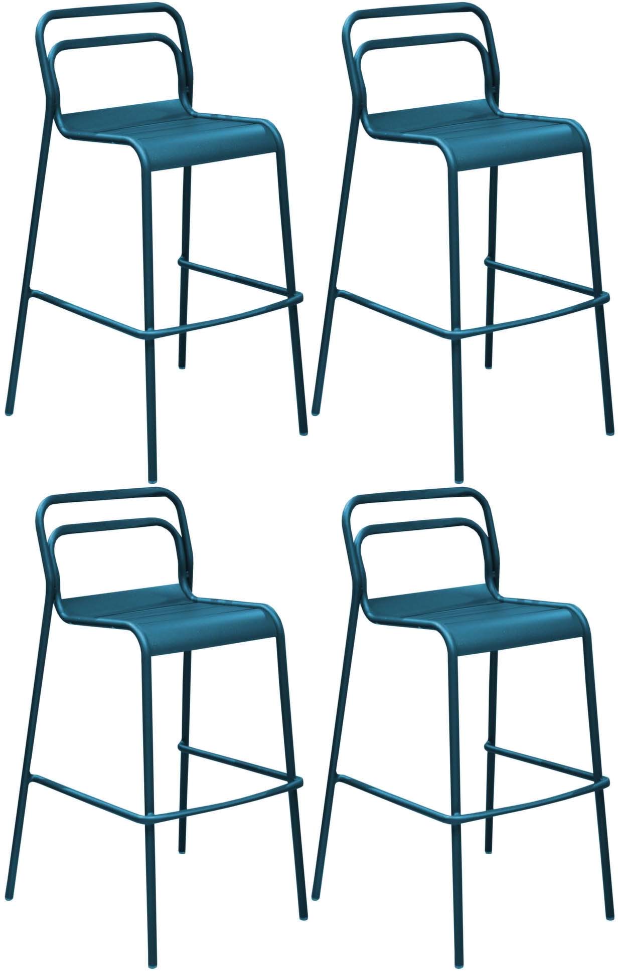 Chaises de bar jardin design aluminium eos (lot de 4) (bleu nuit)