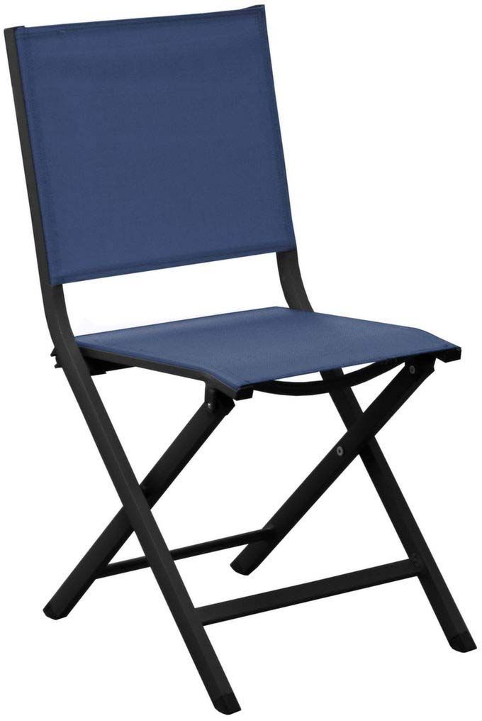 Chaises jardin pliantes en aluminium thema (lot de 2) (graphite, bleu)