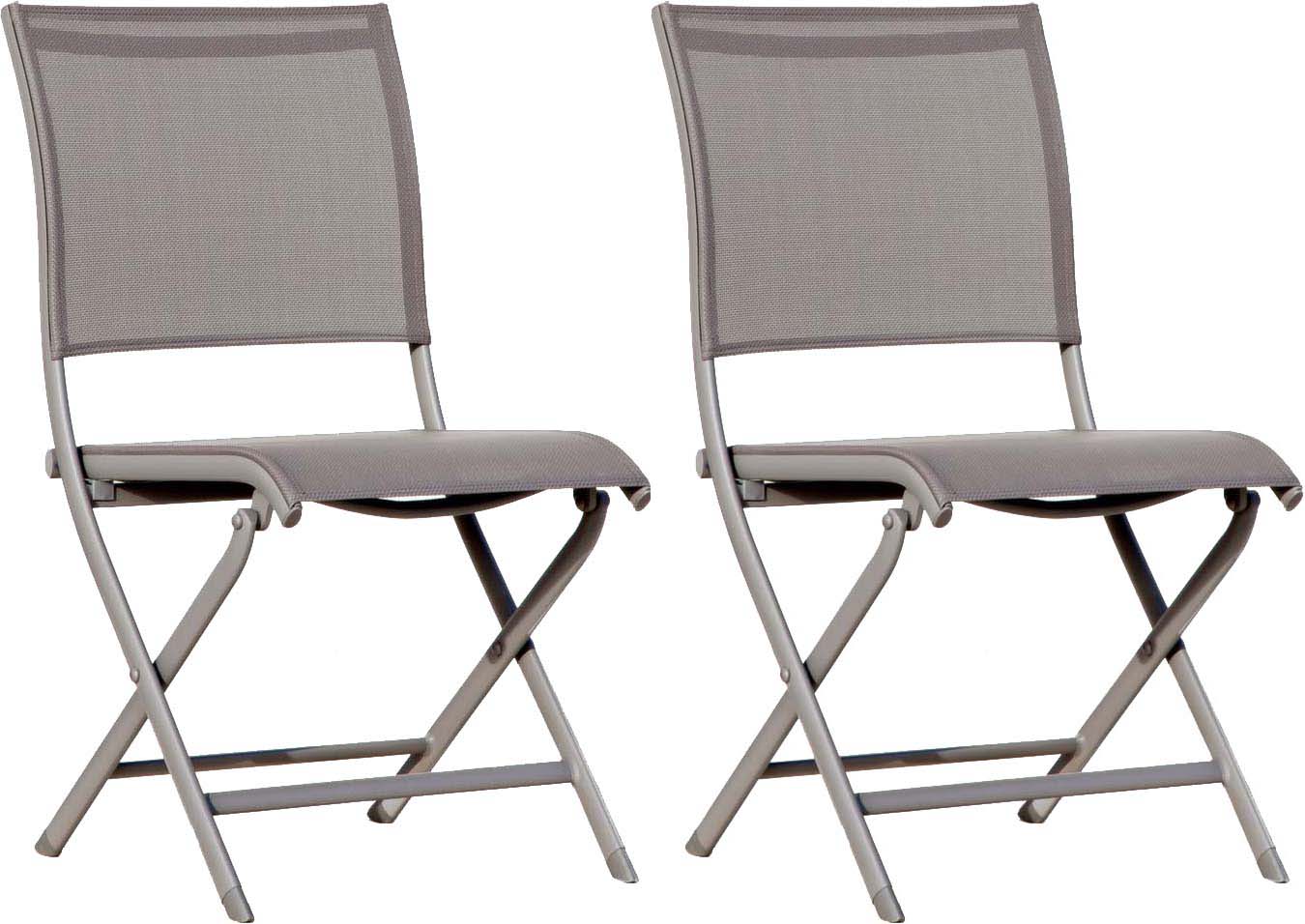 Chaises pliante jardin en aluminium elegance (lot de 2) (taupe)