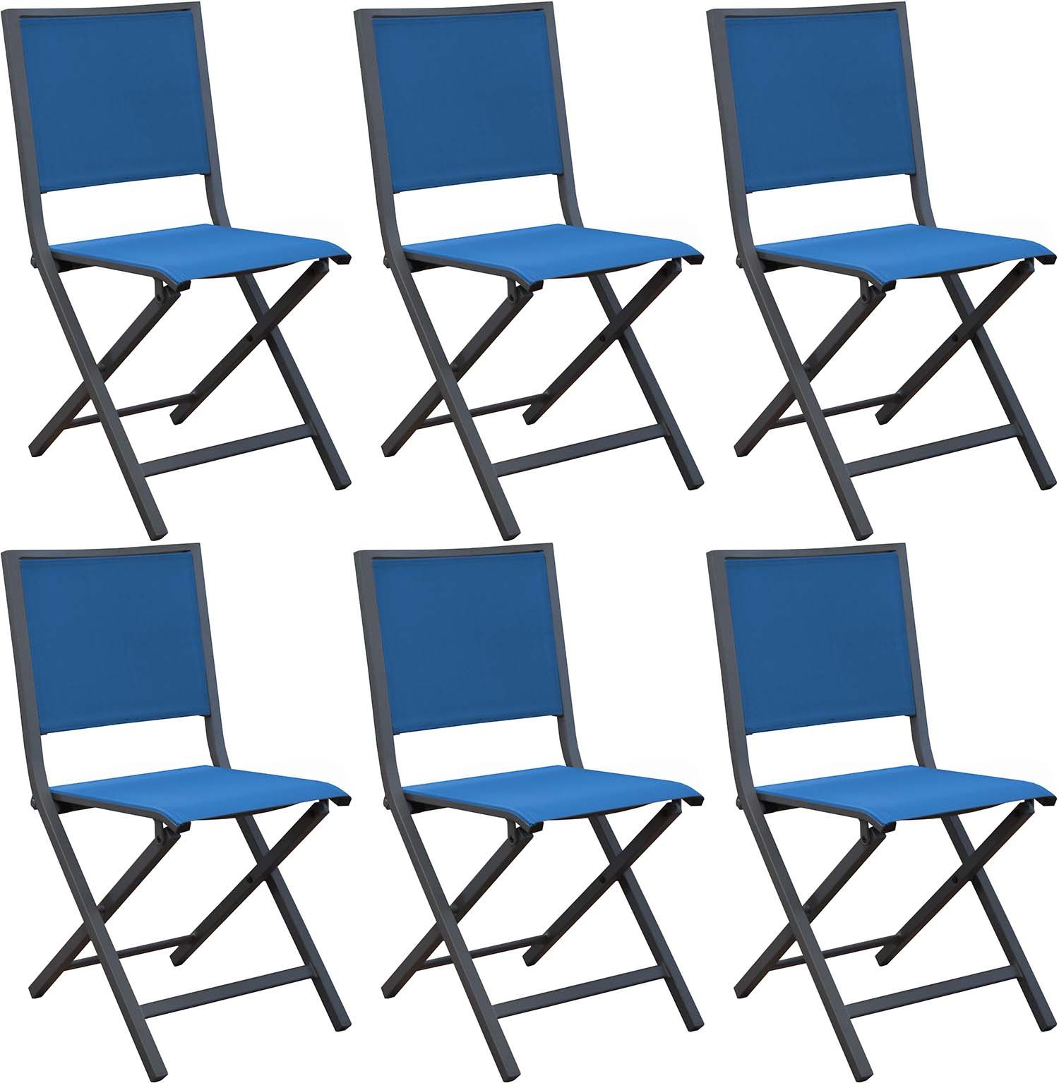Chaises pliantes en aluminium ida (lot de 6) (gris et nuit)