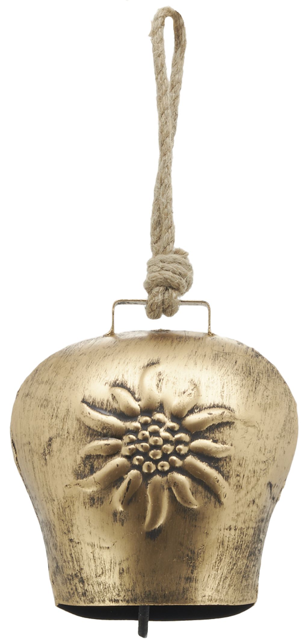 Cloche en métal doré antique edelweiss (grand modèle)