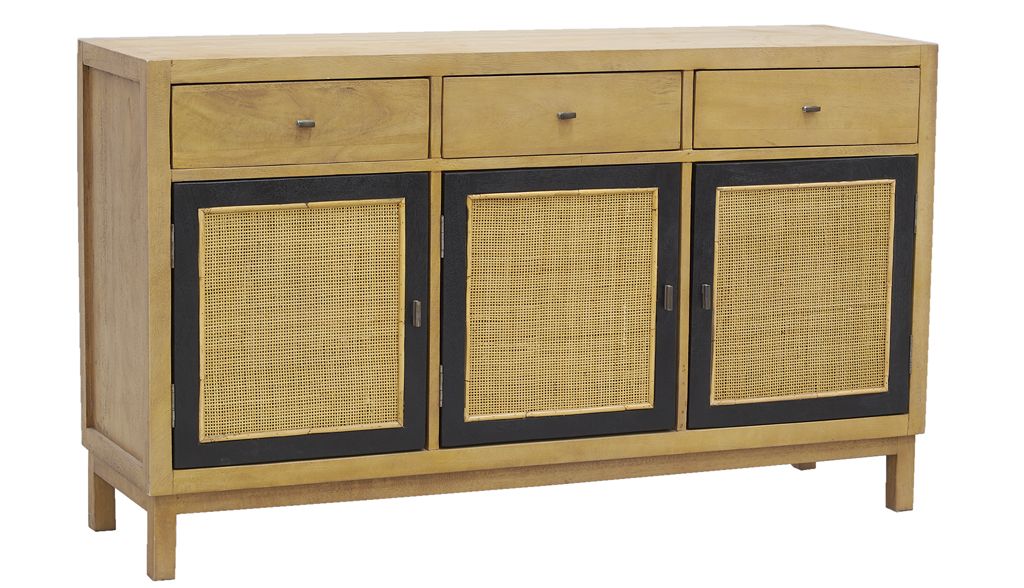 Commode en manguier et cannage