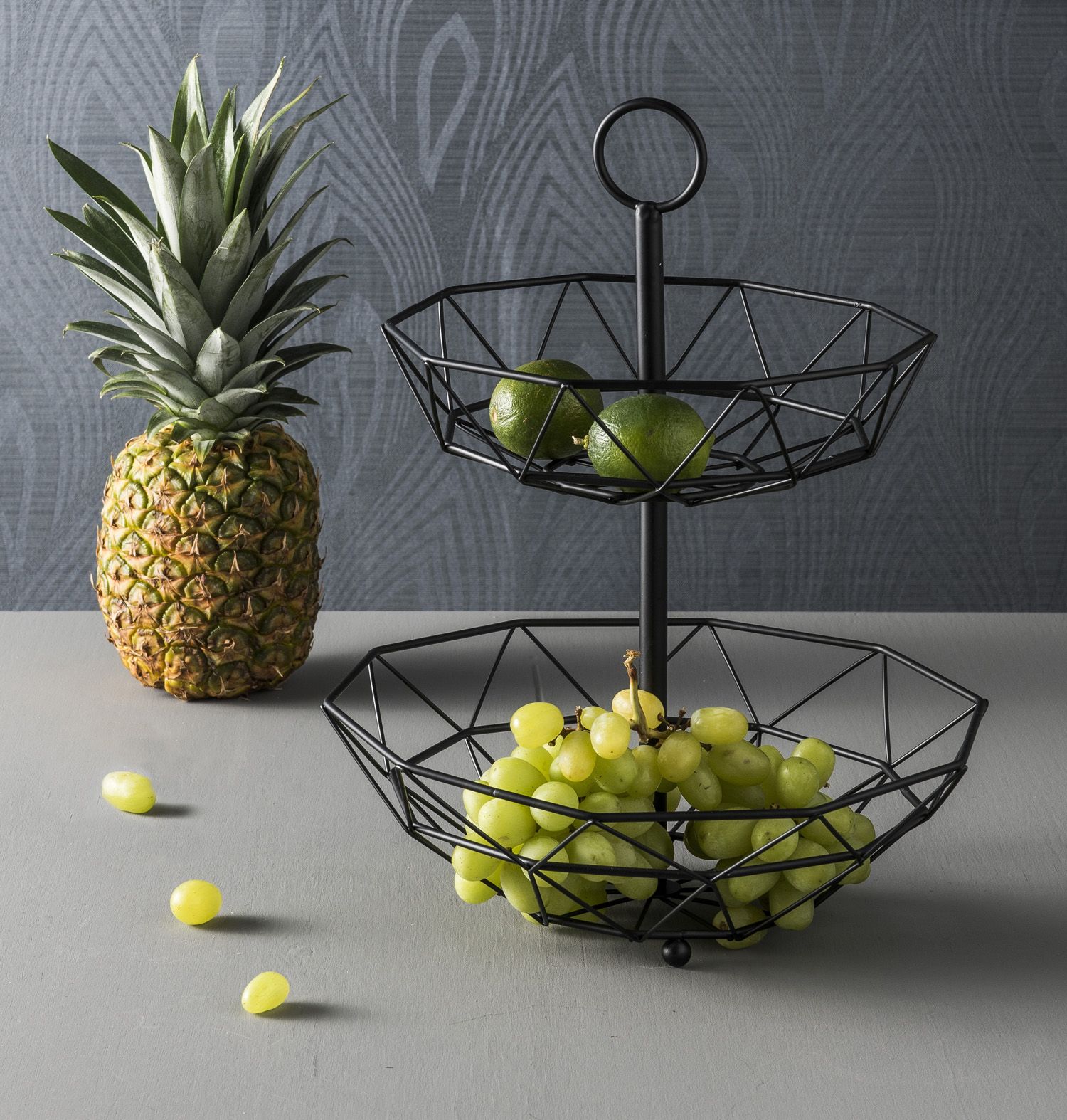 Corbeille à fruits 2 étages diamond (noir)