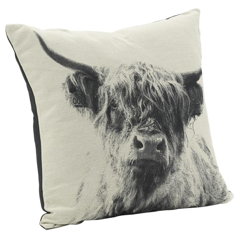 Coussin Décoratif Vache Avec Coeur - Personnalisable Avec Un Prénom (réf. 22) - Blanc/multicolore, Polyester