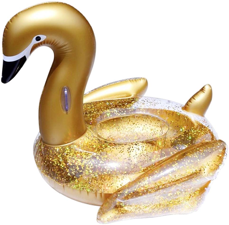 Bouée Cygne Dorée Géante  Swan pool float, Gold swan pool float