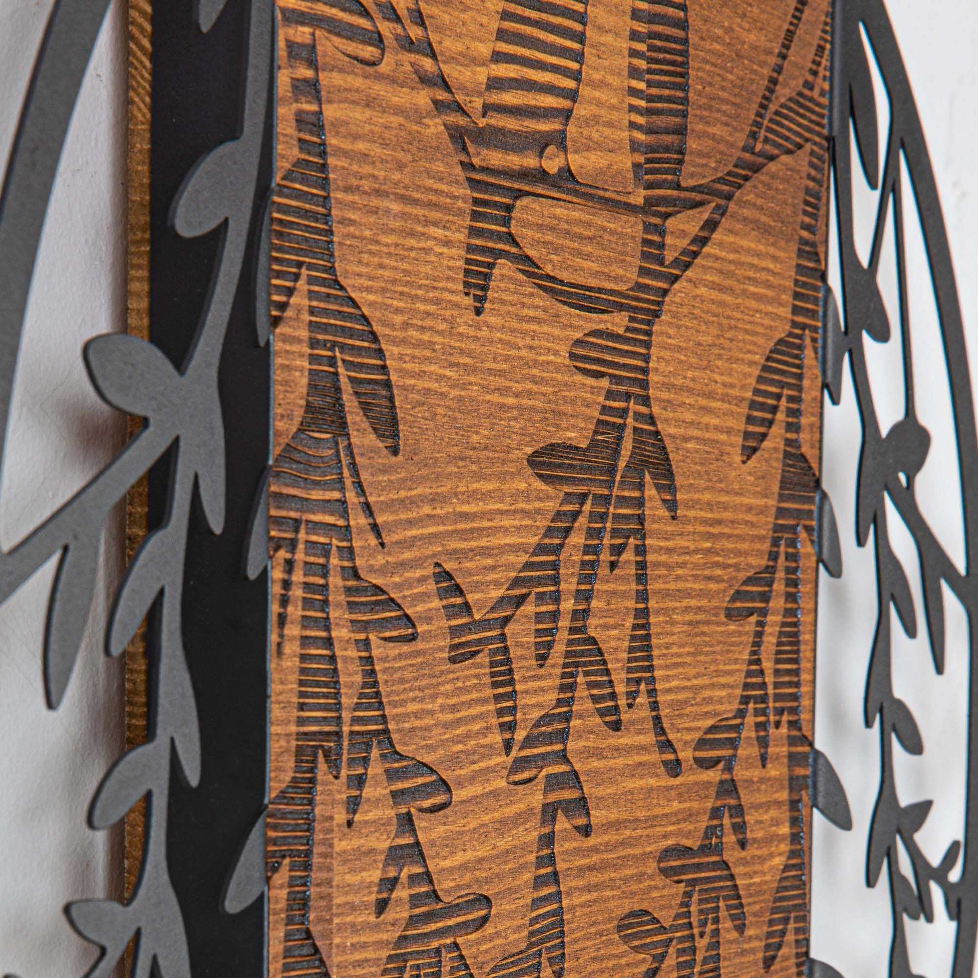 Décoration Murale En Bois - Silhouette Couple Art Déco - Noir 68x39cm