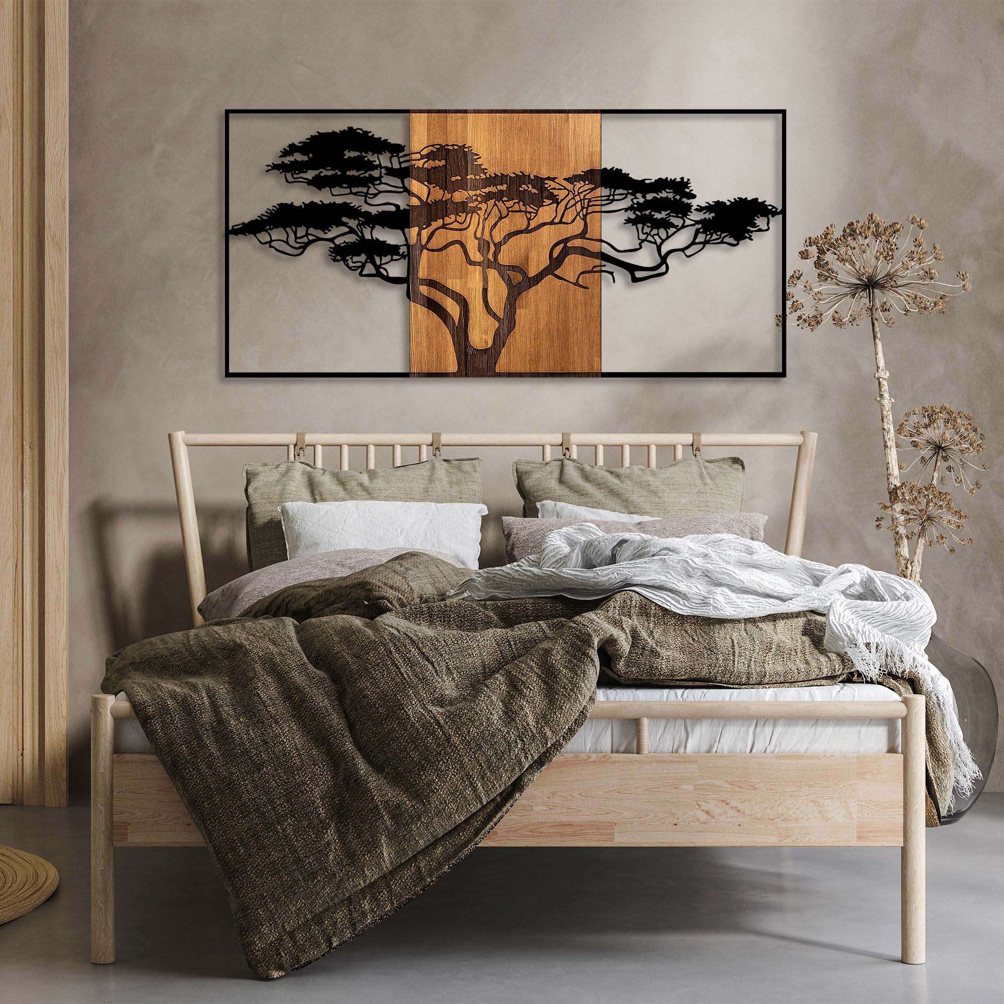 Décoration Murale En Bois - Silhouette Couple Art Déco - Noir 68x39cm