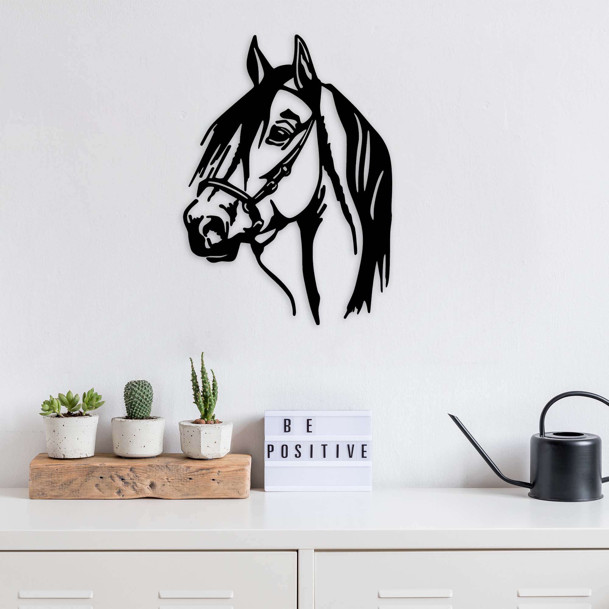 Dekadron Cheval Décoration murale en métal 43x101cm noir