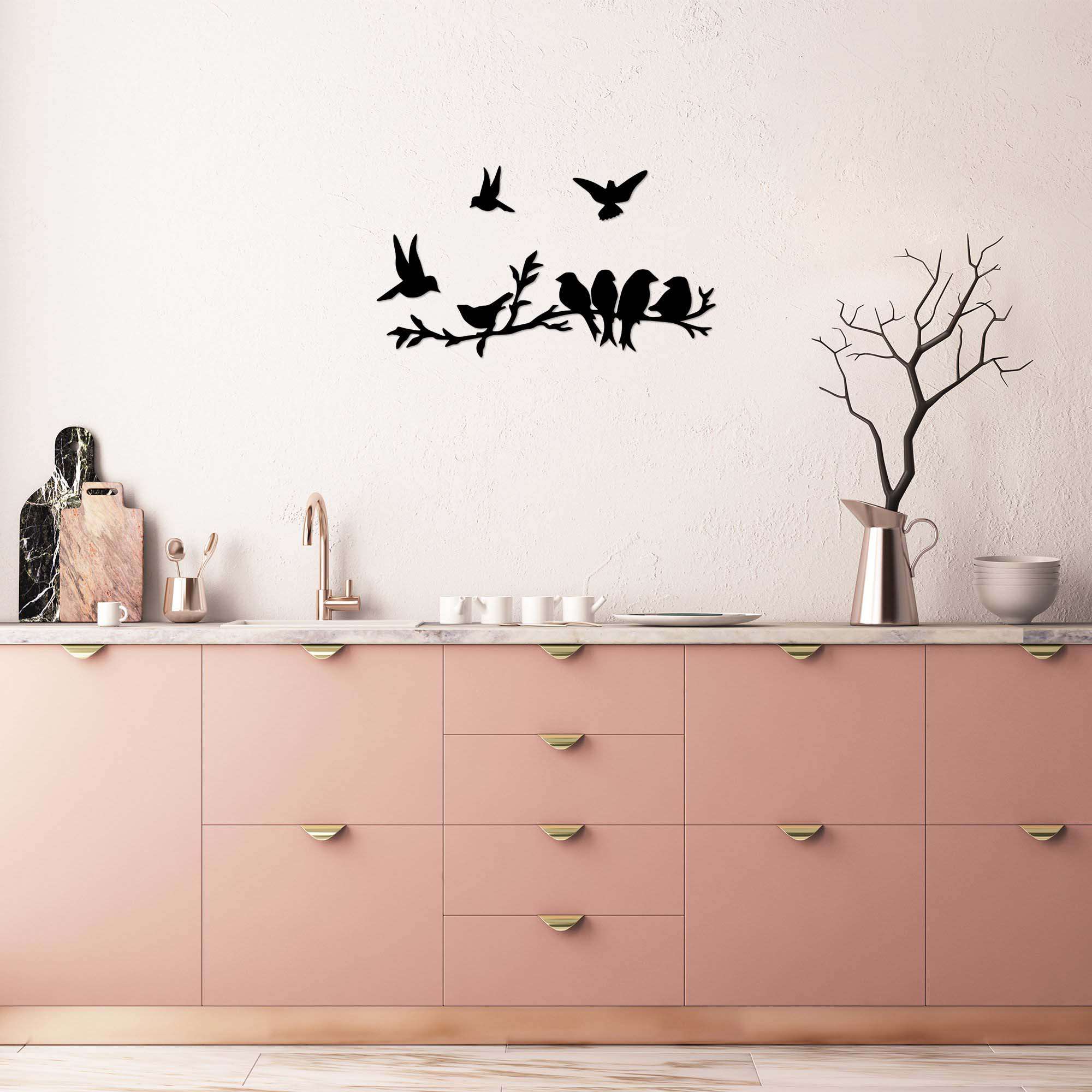 Oiseau Mural En Métal Sur Une Branche, Décoration Murale Oiseau En Metal Decoration Murale Feuille Avec Silhouette Oiseau 96583093