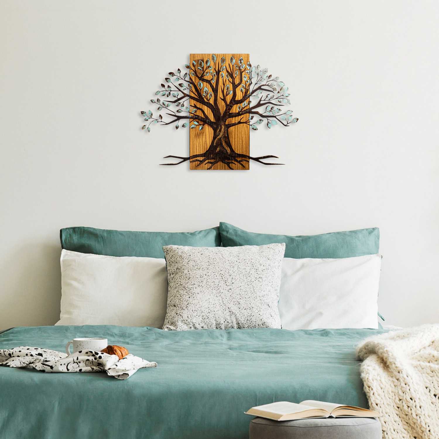 Décoration murale en métal et bois arbre