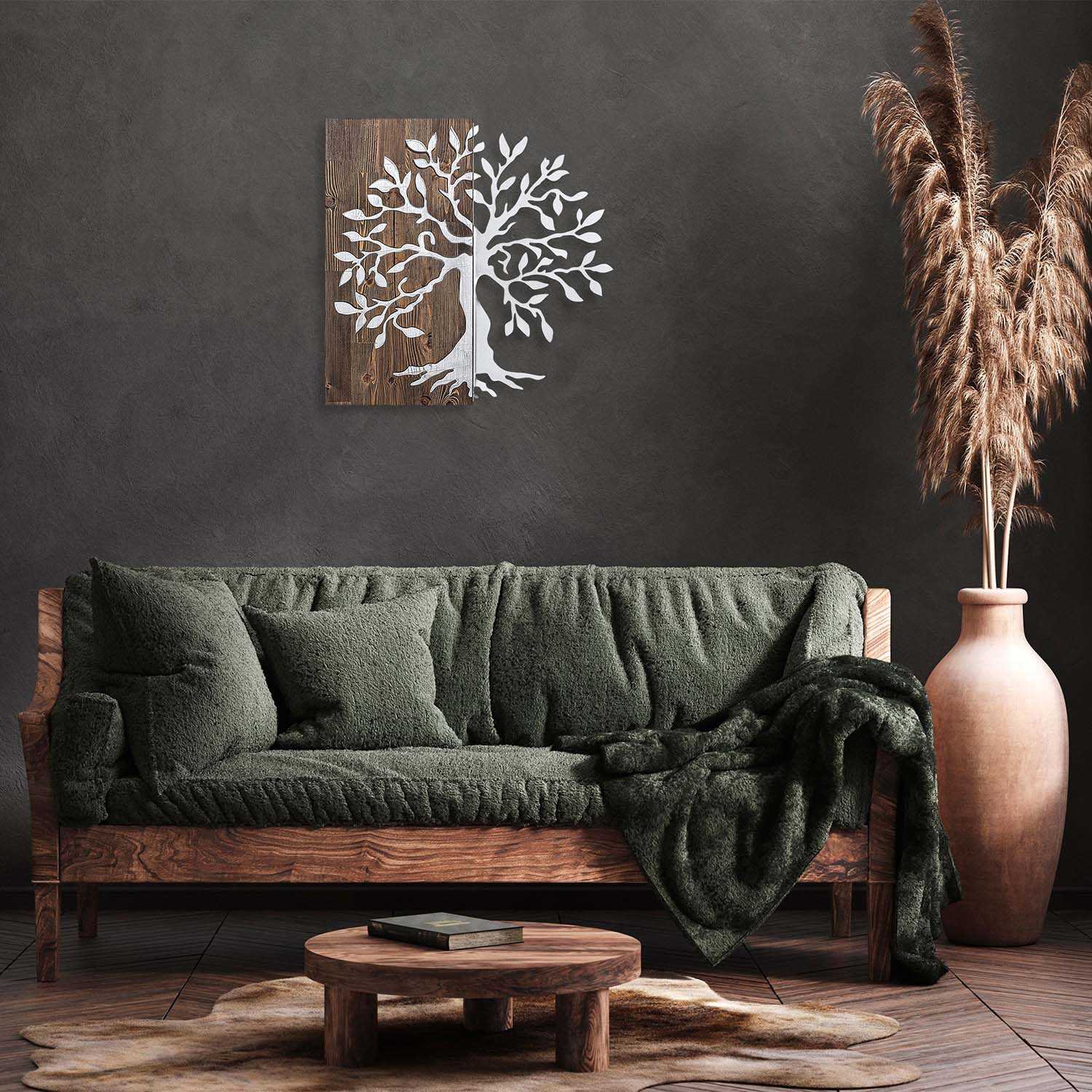 Support Décoratif - Bois Naturel et Métal Blanc main image 1