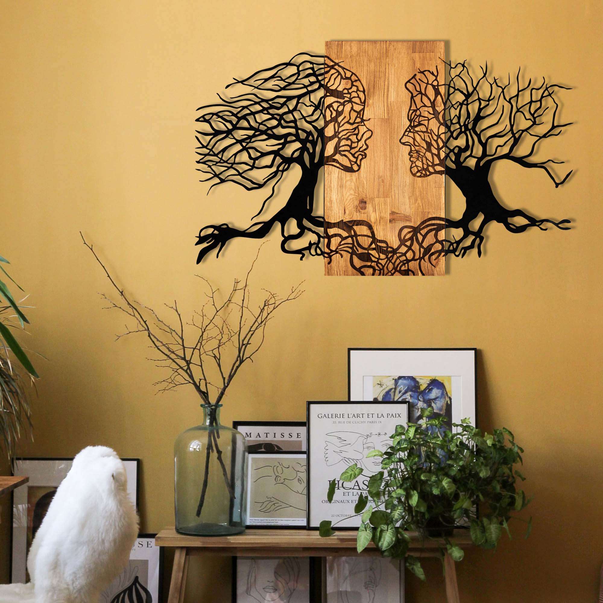 Décoration murale en métal et bois arbre (modèle 1)