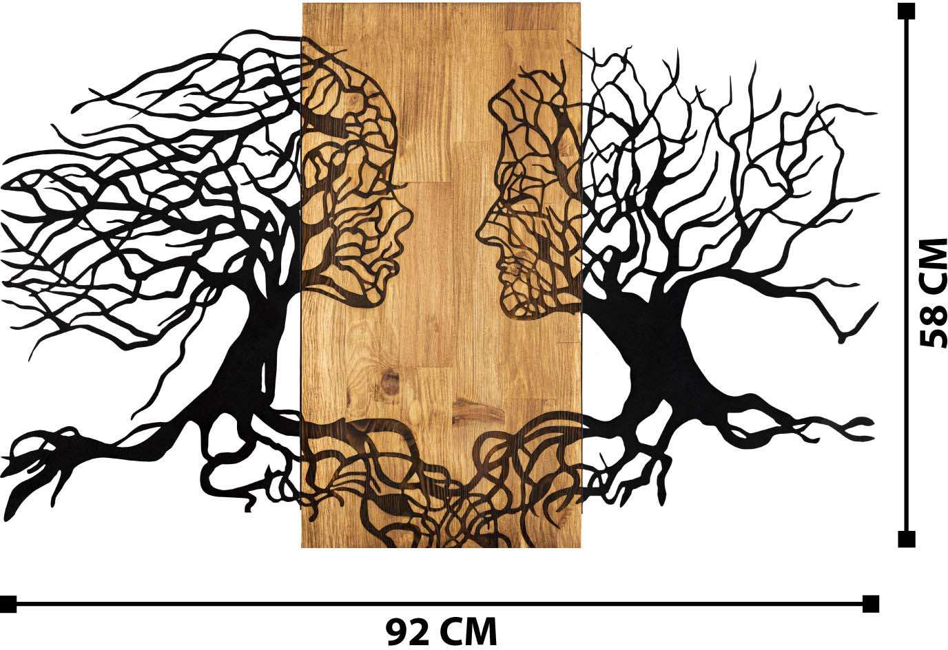 Support Décoratif - Bois Naturel et Métal Blanc