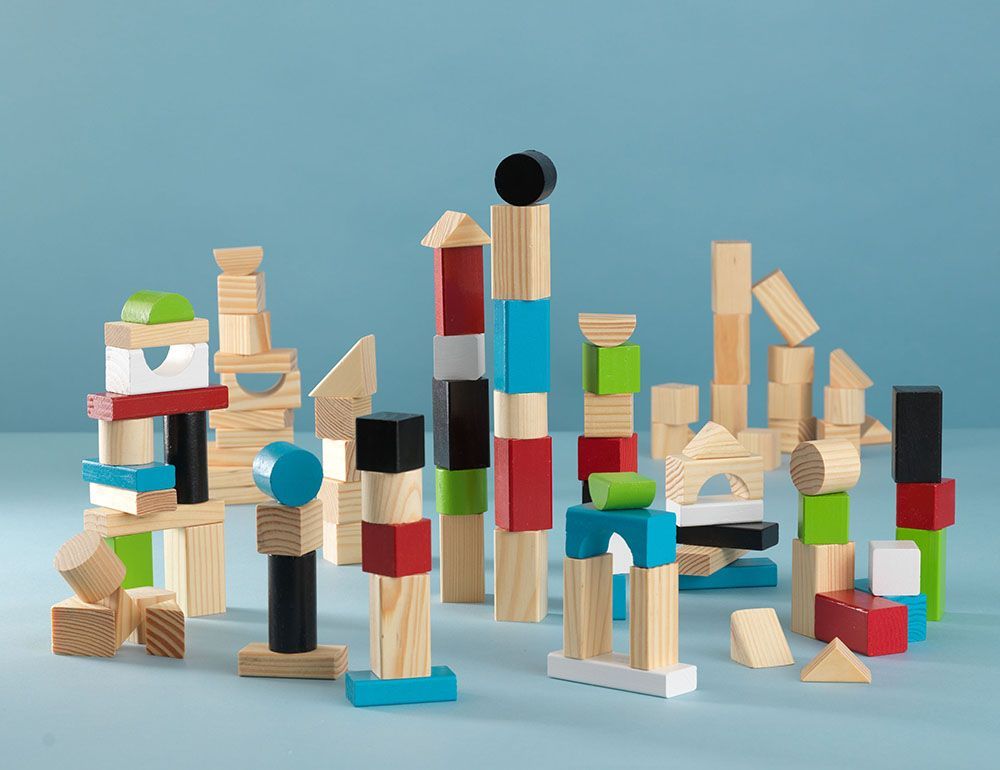 Ensemble 100 blocs de jeu en bois