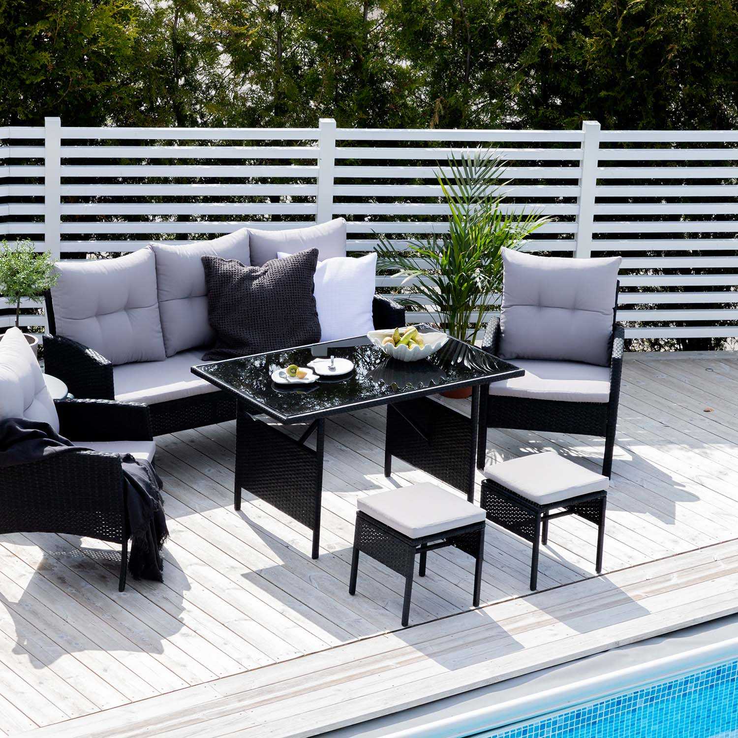Table basse resine tressee noir pas cher