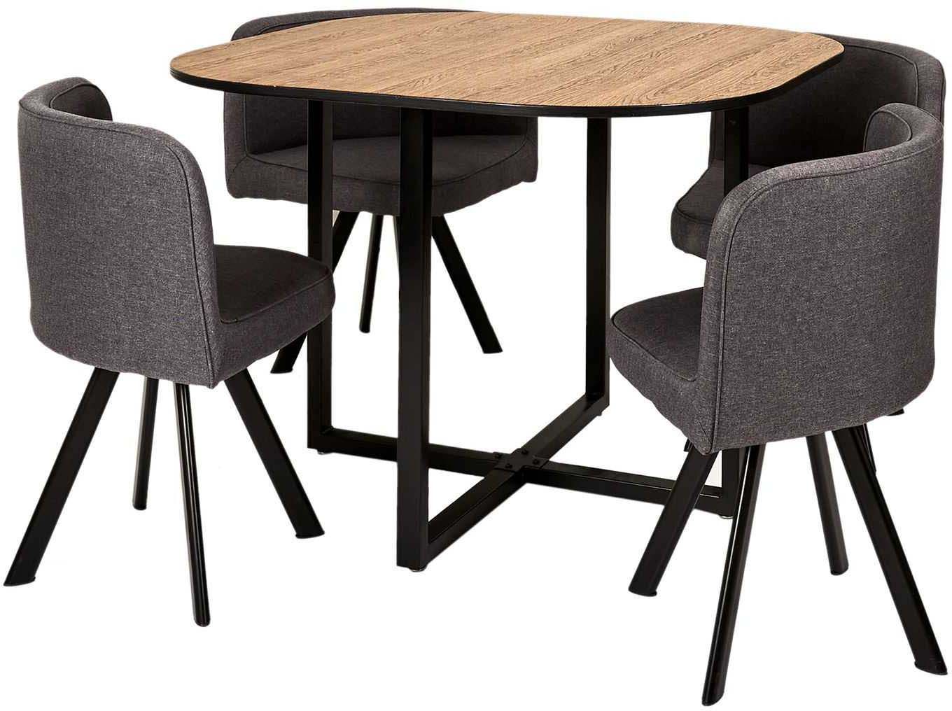 Ensemble table carrée et chaises encastrables june