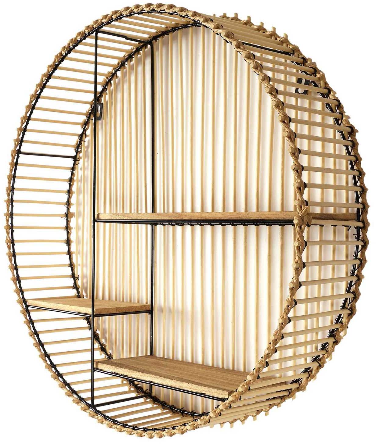 Etagère ronde en métal et mdf java
