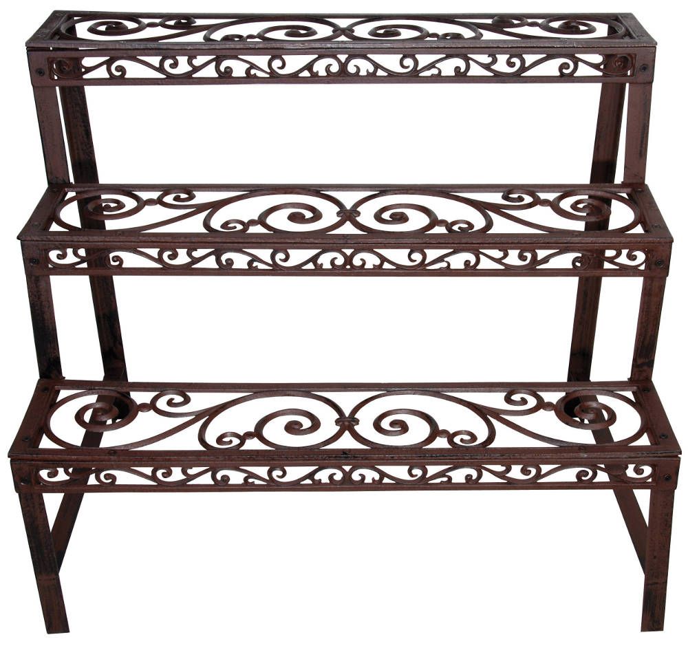 Etagère à plantes en métal patiné arabesque