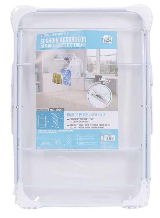 Etendoir à linge accordéon 10 mètres de séchage (blanc)