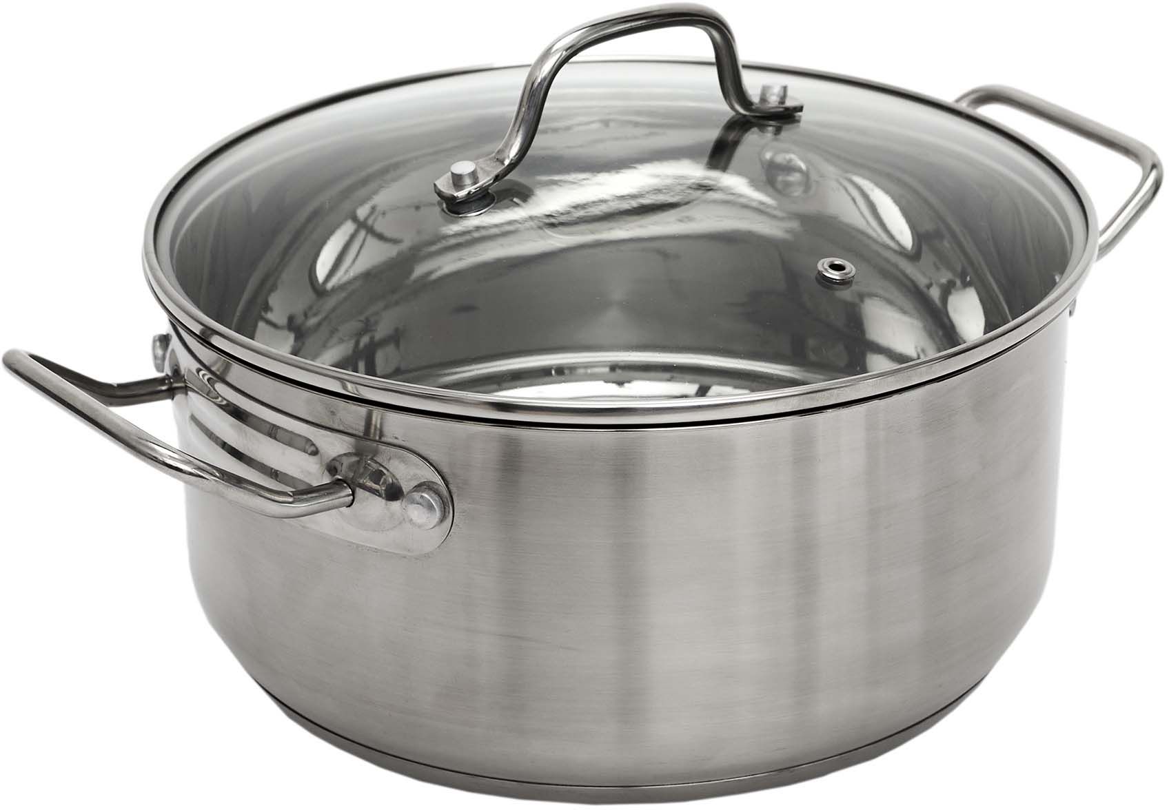 Faitout inox avec couvercle en verre tous feux   induction (24 cm)