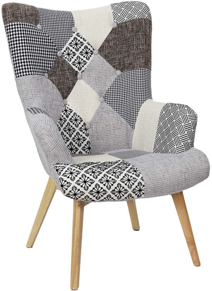 Fauteuil assise en tissu patchwork Helsinki Fauteuil assise en tissu patchwork Helsinki