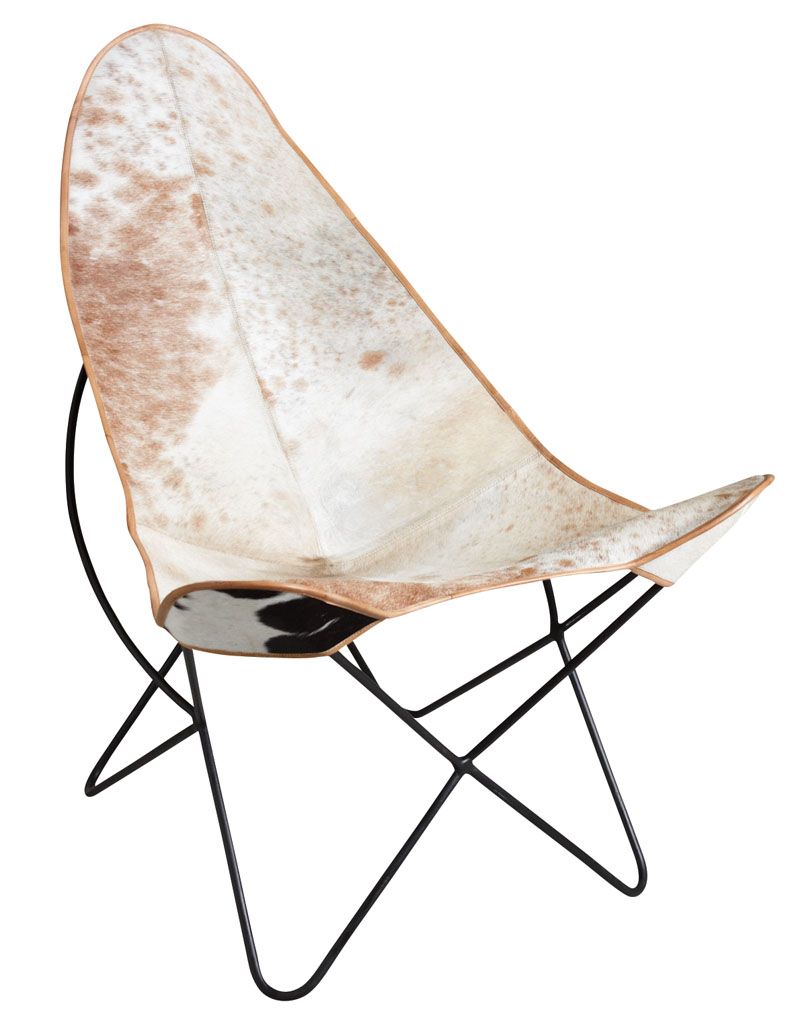 fauteuil-de-salon-moderne-peau-de-vache-metal-butterfly-marron