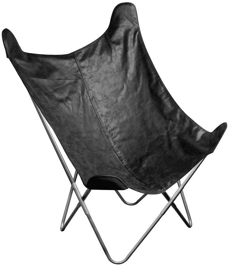 fauteuil-butterfly-suedine-metal-noir