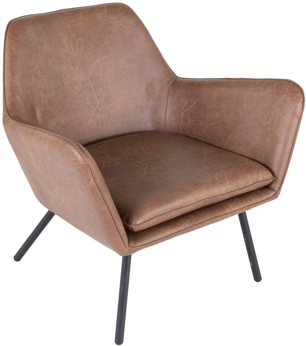 Fauteuil retro simili cuir (marron)