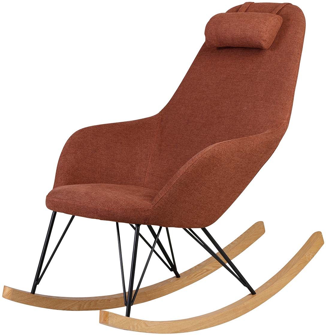 Fauteuil rockingchair en tissu et bois evy (rouille)
