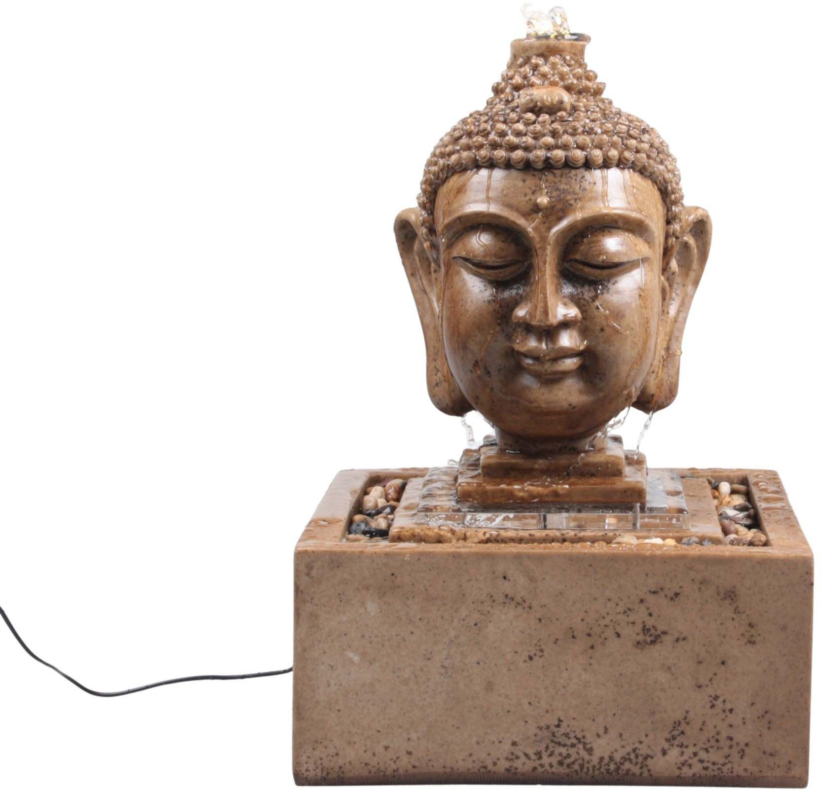 Fontaine Bouddha grand format 33 cm led et boule rotative en verre
