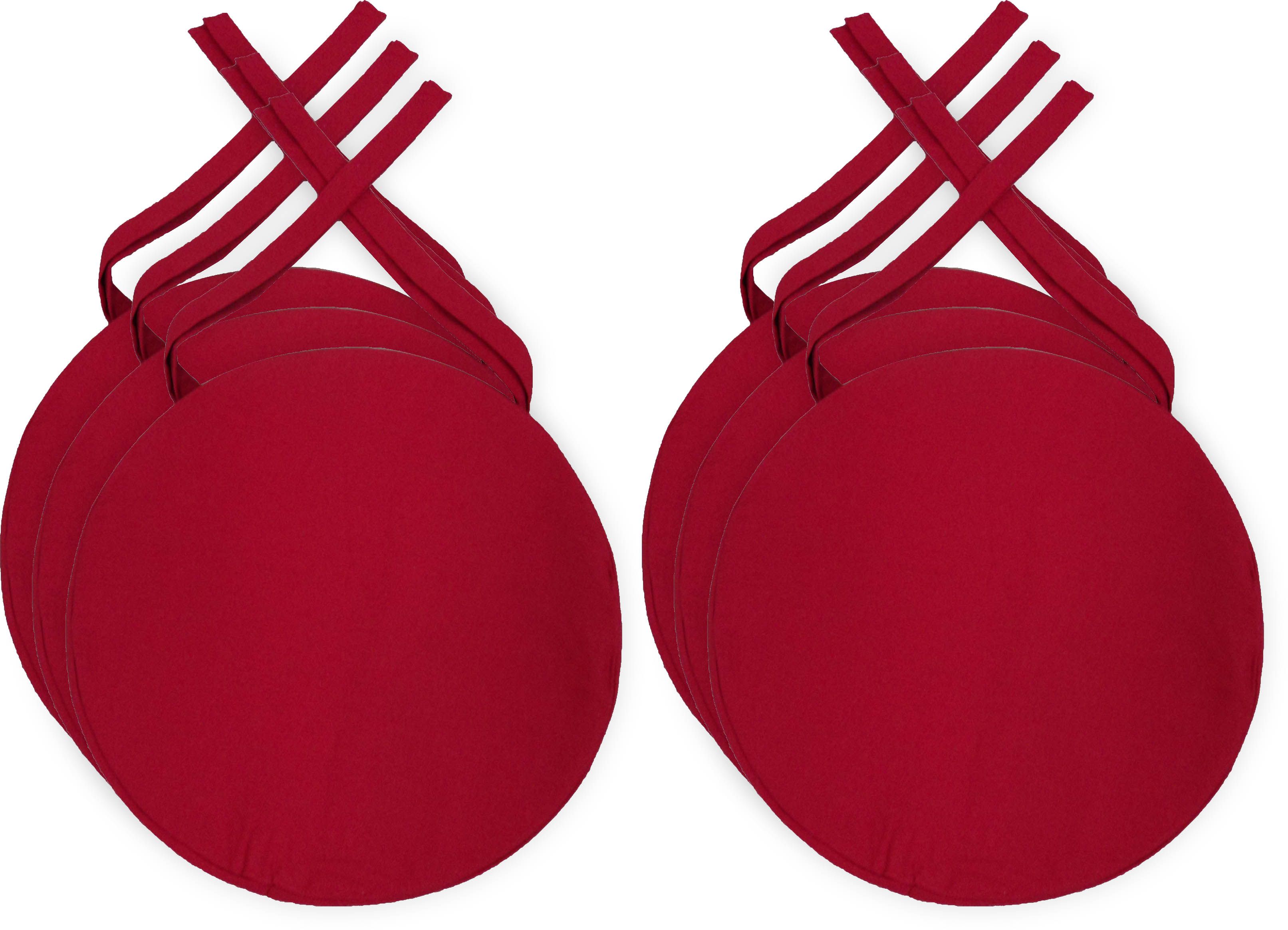 Galette de chaise ronde en coton 40 cm (lot de 6) (rouge)
