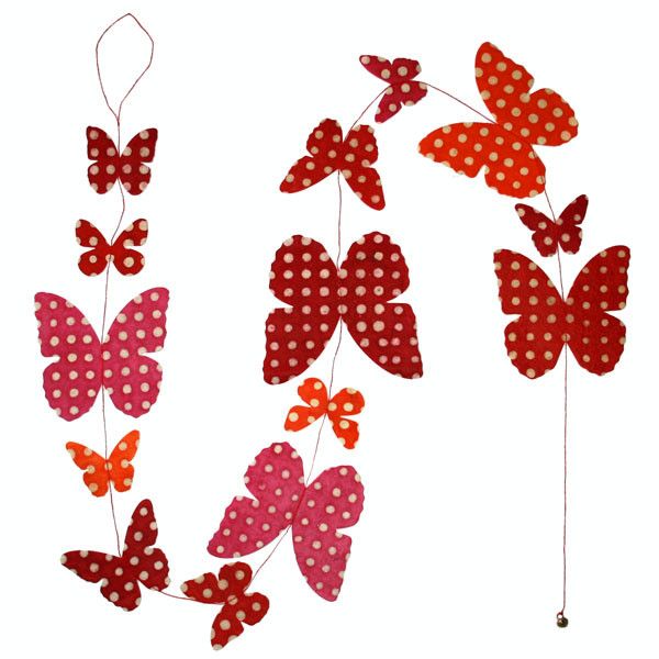 Guirlande Papillon En Papier Lokta Fait Main 150cm Pois Vif