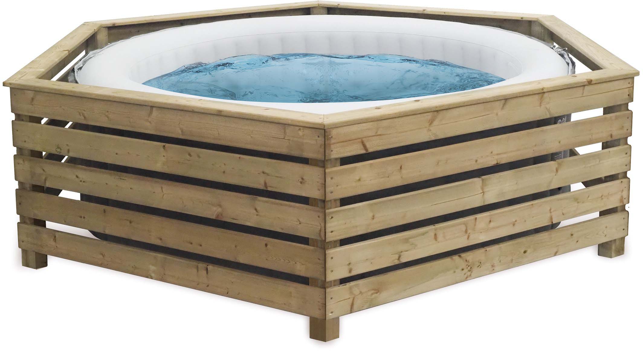 Habillage en bois pour spa gonflable decorspa (pour spa rond de 181 à