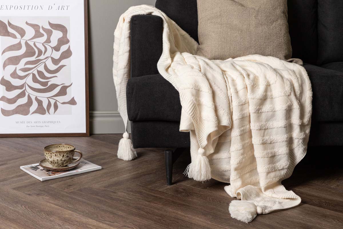 Orange En Canapé, Douillet Couverture à Carreaux D'Automne, Acrylique Chèque Jeté, 130x150cm | Leroy Merlin