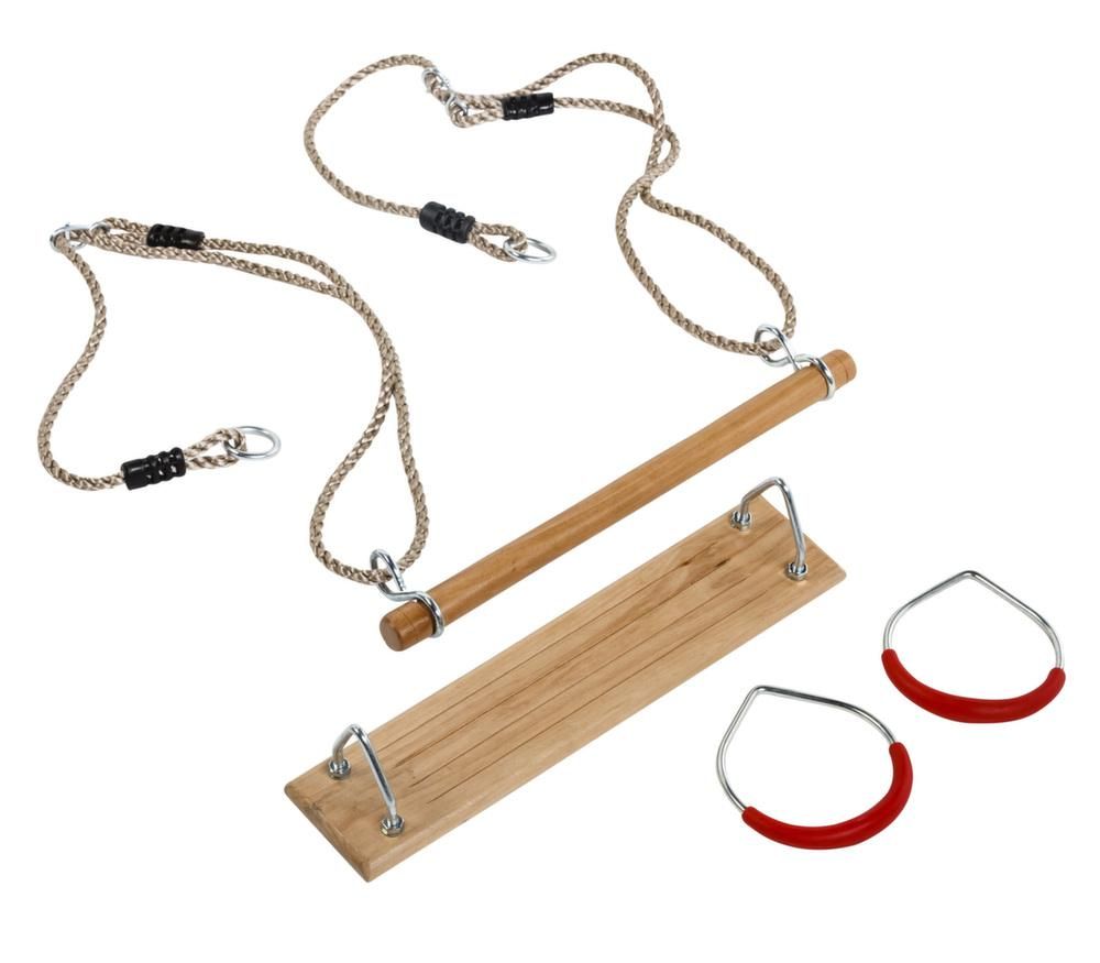 Kit 3 accessoires balançoire + anneaux de gym + trapèze