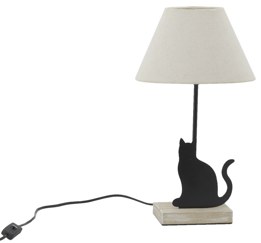Lampe Chat en métal noir et bois AUBRY GASPARD