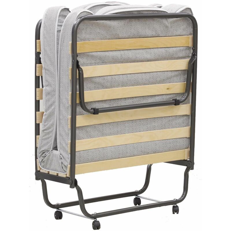 Lit D'appoint Pliant Avec Matelas Mémoire De Forme – Simple Ou Double – Blanc – Fabriqué En Italie