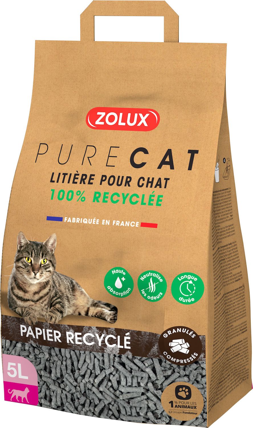Litière éco conçue en papier recyclé purecat (5 litres)