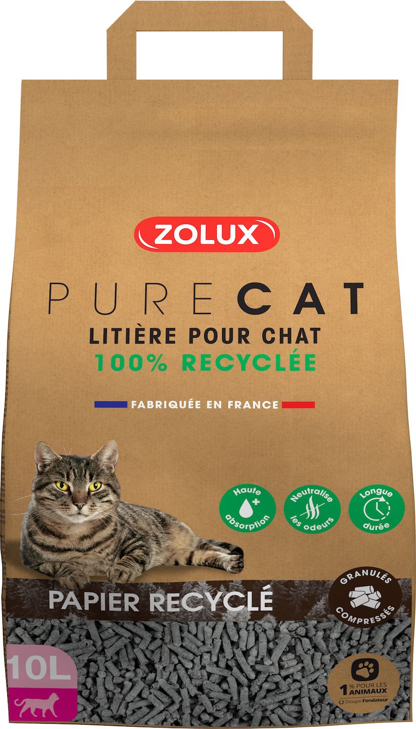 Litière éco conçue en papier recyclé purecat (10 litres)