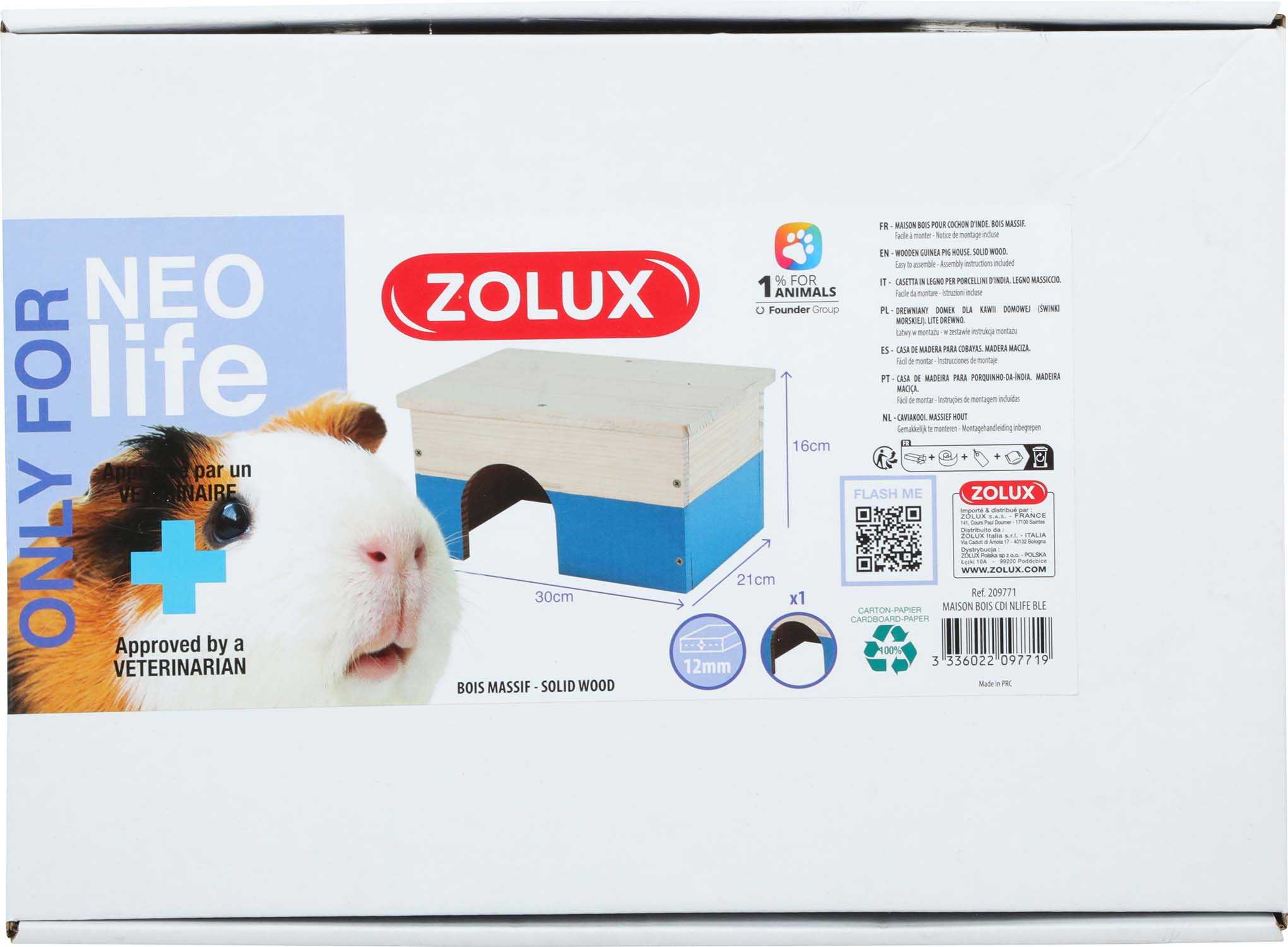 Maison en bois pour cochon d'inde neolife