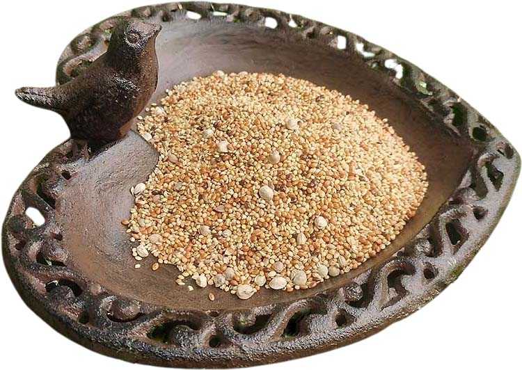 Mangeoire oiseaux à poser en fonte rouille